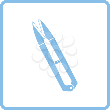 Seam ripper icon. Blue frame design. Vector illustration.