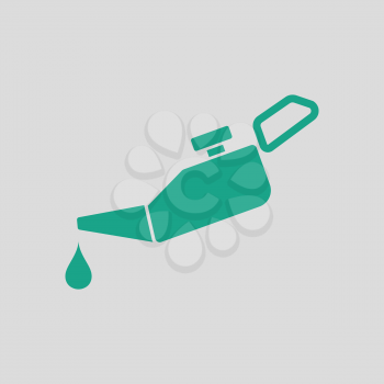 Oil canister icon. Gray background with green. Vector illustration.