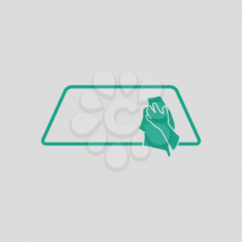 Wipe car window icon. Gray background with green. Vector illustration.