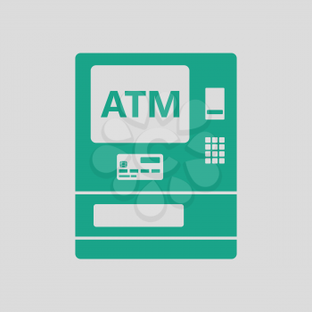 ATM icon. Gray background with green. Vector illustration.