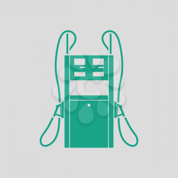 Fuel station icon. Gray background with green. Vector illustration.