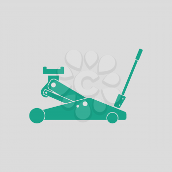 Hydraulic jack icon. Gray background with green. Vector illustration.