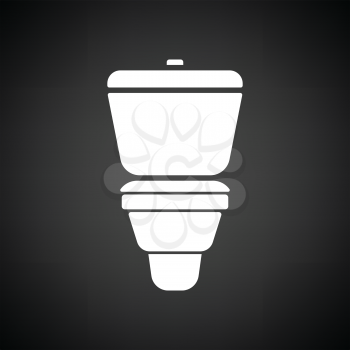 Toilet bowl icon. Black background with white. Vector illustration.