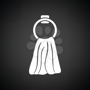 Hand towel icon. Black background with white. Vector illustration.