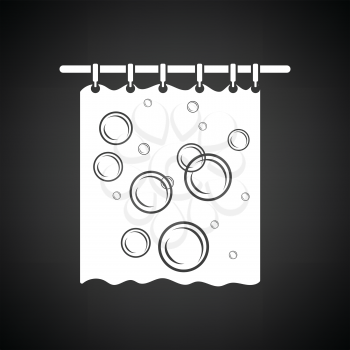 Bath curtain icon. Black background with white. Vector illustration.