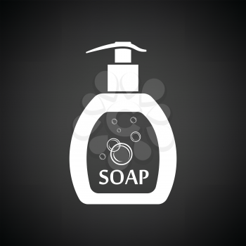 Liquid soap icon. Black background with white. Vector illustration.