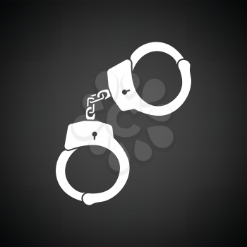 Handcuff  icon. Black background with white. Vector illustration.