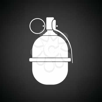 Attack grenade icon. Black background with white. Vector illustration.