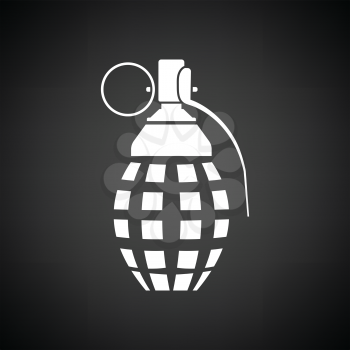 Defensive grenade icon. Black background with white. Vector illustration.