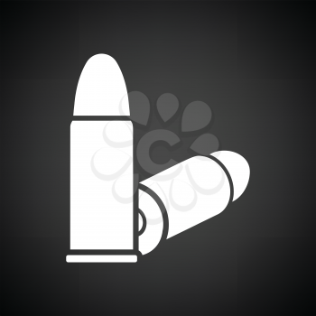 Pistol bullets icon. Black background with white. Vector illustration.
