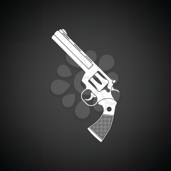 Revolver gun icon. Black background with white. Vector illustration.