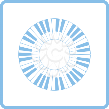Piano circle keyboard icon. Blue frame design. Vector illustration.