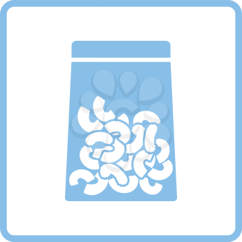 Macaroni package icon. Blue frame design. Vector illustration.