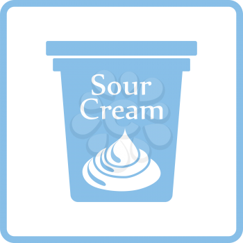 Sour cream icon. Blue frame design. Vector illustration.