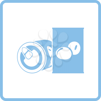 Olive can icon. Blue frame design. Vector illustration.