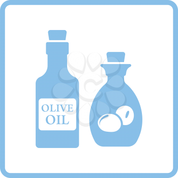 Bottle of olive oil icon. Blue frame design. Vector illustration.
