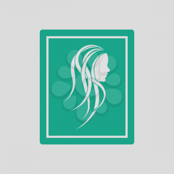 Portrait art icon. Gray background with green. Vector illustration.
