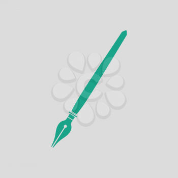 Fountain pen icon. Gray background with green. Vector illustration.