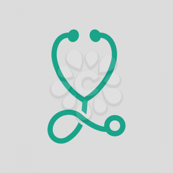 Stethoscope icon. Gray background with green. Vector illustration.