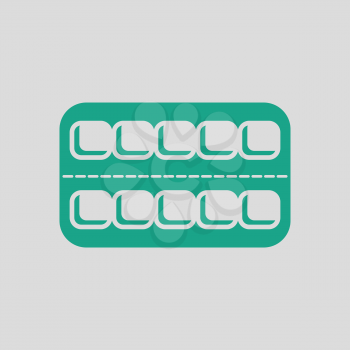 Tablets pack icon. Gray background with green. Vector illustration.