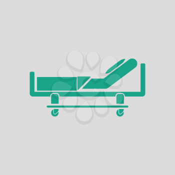 Hospital bed icon. Gray background with green. Vector illustration.
