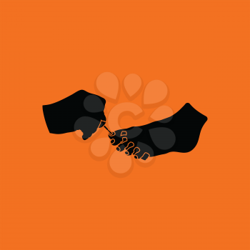Pedicure icon. Orange background with black. Vector illustration.