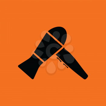 Hairdryer icon. Orange background with black. Vector illustration.