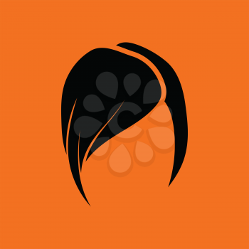 Lady's hairstyle icon. Orange background with black. Vector illustration.