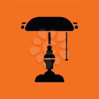 Writer's lamp icon. Orange background with black. Vector illustration.