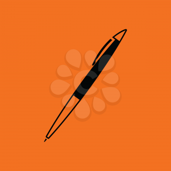 Pen icon. Orange background with black. Vector illustration.