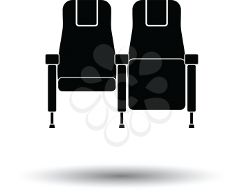Cinema seats icon. White background with shadow design. Vector illustration.