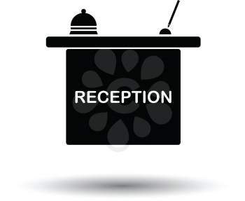 Hotel reception desk icon. White background with shadow design. Vector illustration.