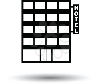 Hotel building icon. White background with shadow design. Vector illustration.