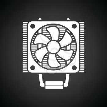 CPU Fan icon. Black background with white. Vector illustration.