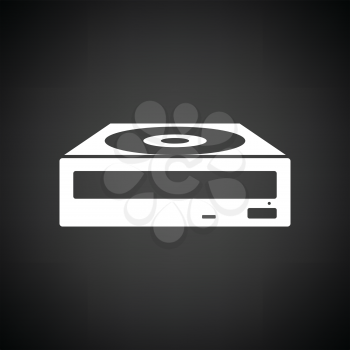 CD-ROM icon. Black background with white. Vector illustration.