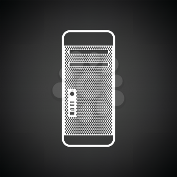 System unit icon. Black background with white. Vector illustration.