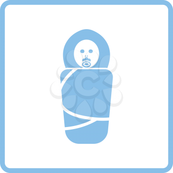 Wrapped infant ico. Blue frame design. Vector illustration.
