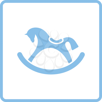 Rocking horse ico. Blue frame design. Vector illustration.