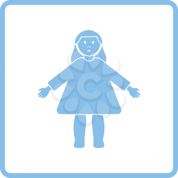 Doll toy ico. Blue frame design. Vector illustration.