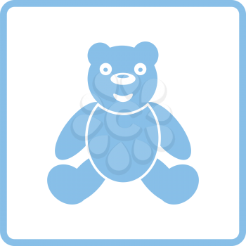 Teddy bear ico. Blue frame design. Vector illustration.