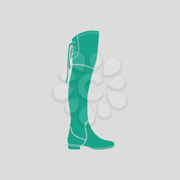 Hessian boots icon. Gray background with green. Vector illustration.