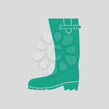 Rubber boot icon. Gray background with green. Vector illustration.