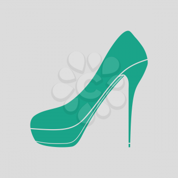 High heel shoe icon. Gray background with green. Vector illustration.