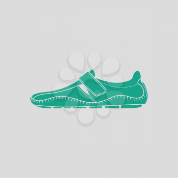 Moccasin icon. Gray background with green. Vector illustration.