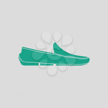 Moccasin icon. Gray background with green. Vector illustration.