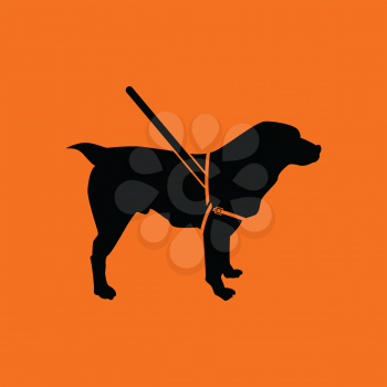 Guide dog icon. Orange background with black. Vector illustration.