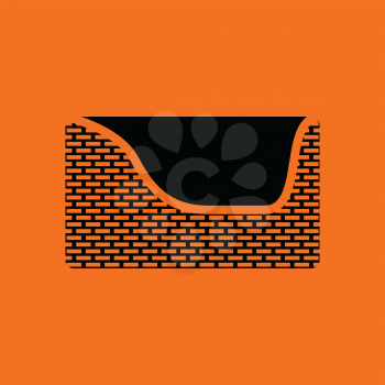 Dogs sleep basket icon. Orange background with black. Vector illustration.