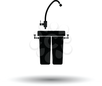 Water filter icon. White background with shadow design. Vector illustration.