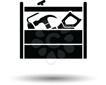 Retro tool box icon. White background with shadow design. Vector illustration.