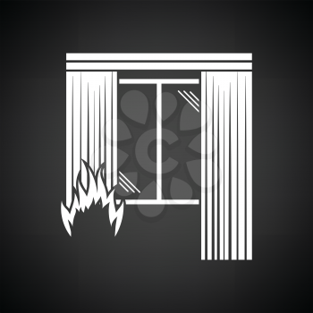 Home fire icon. Black background with white. Vector illustration.